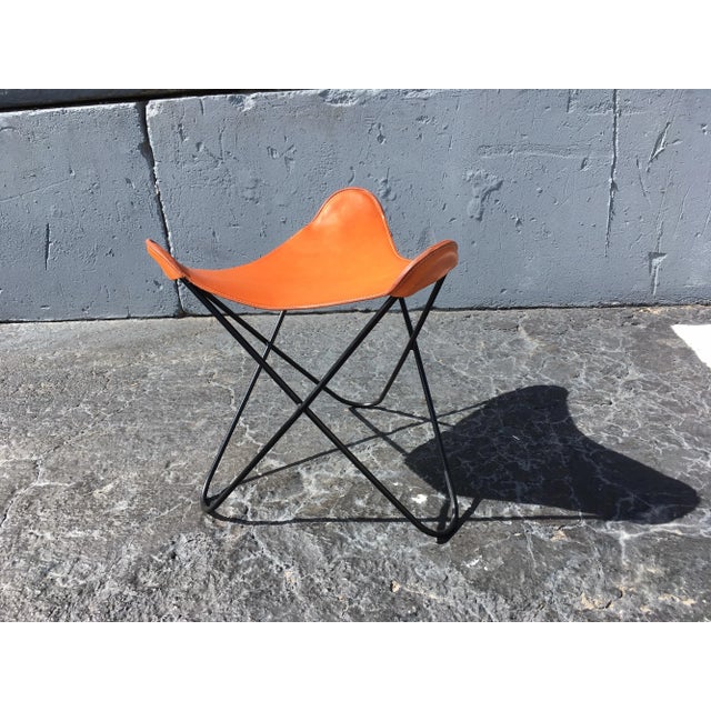 Early 21st Century Black Iron & Cognac Saddle Leather Stool For Sale - Image 9 of 13