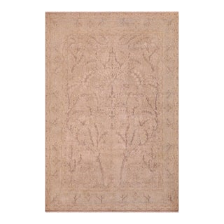 Boho Chic Vintage Retro Tan/Blue Wool Rug - 9'5'' X 12'9'' For Sale
