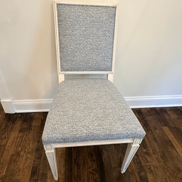 Blue Set of 6 Highland House Dining Side Chairs With Schumacher Fabric For Sale - Image 8 of 16