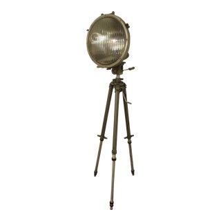 Original Color Changing US Navy Search Light Accent Lamp on Professional Videographer Tripod For Sale