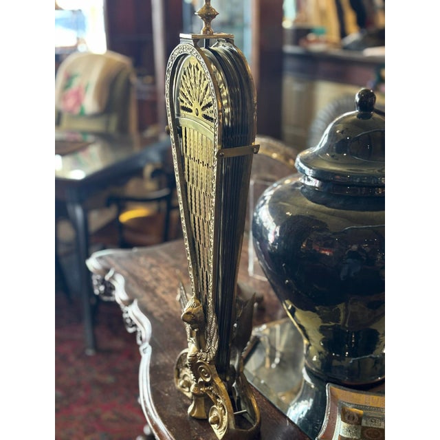 1910s Antique Brass Peacock Fan Fire Screen For Sale - Image 5 of 10