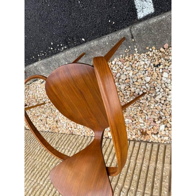 Mid 20th Century Set of Six Norman Cherner Style Plywood Pretzel L Dining Chairs by Plycraft, Usa For Sale - Image 9 of 12