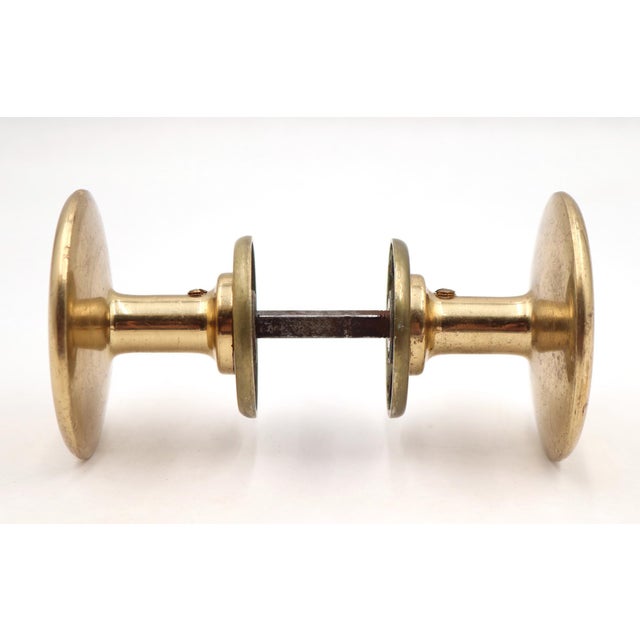 Traditional Cast Brass 3 In. Beaded Door Knob Set For Sale - Image 4 of 6