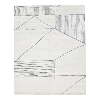 2020s Room Size Modern Moroccan Style Geometric Wool Rug in Ivory For Sale