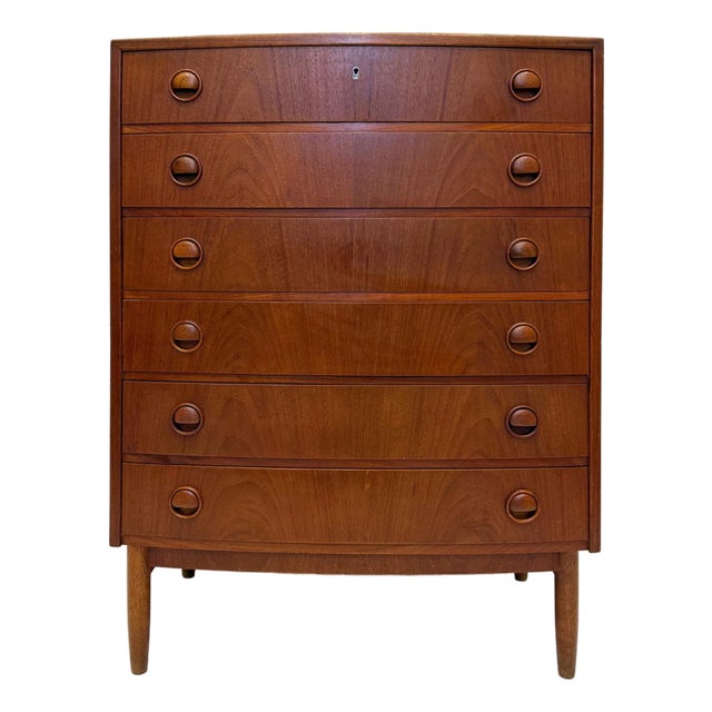 Mid-Century Danish Modern Teak Curved Chest of Drawers, Kai Kristiansen Style For Sale
