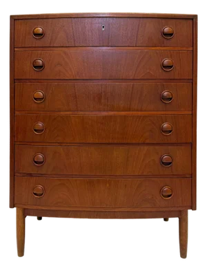 Mid-Century Danish Modern Teak Curved Chest of Drawers, Kai Kristiansen Style