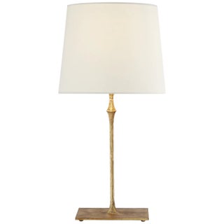 Visual Comfort Signature Dauphine Bedside Lamp in Gilded Iron with Linen Shade For Sale