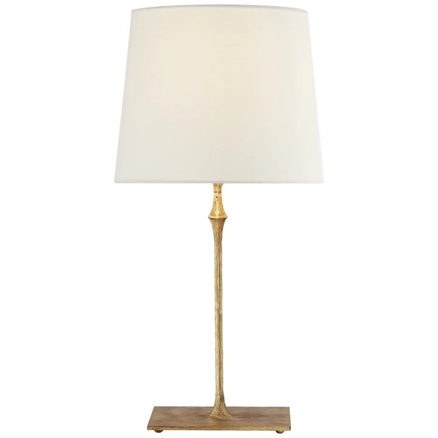 Visual Comfort Signature Dauphine Bedside Lamp in Gilded Iron with Linen Shade For Sale