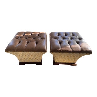 Custom Made Brown Ottomans- A Pair For Sale