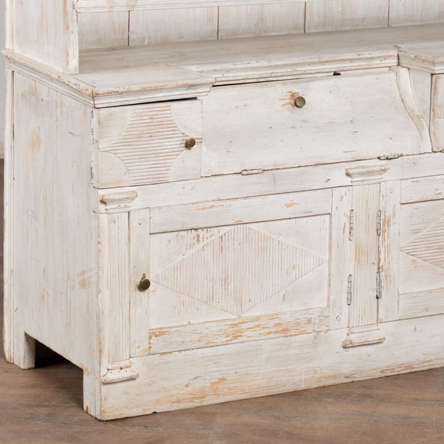 19th Century Swedish White Pine Display Cabinet With Large Plate Rack For Sale - Image 9 of 12