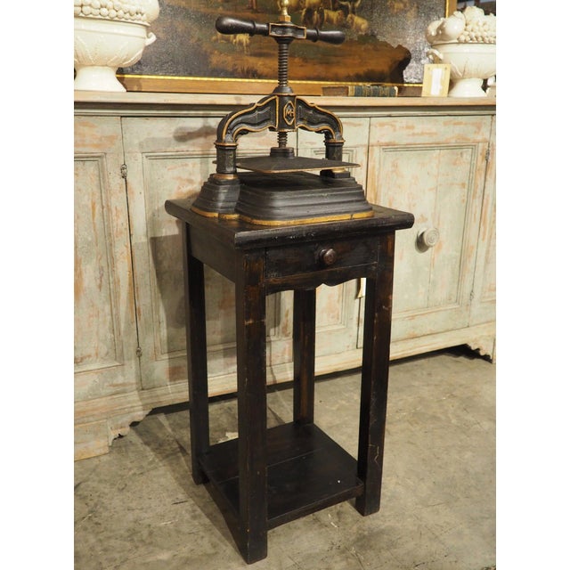 19th Century French Cast Iron Book Press on Wooden Stand For Sale - Image 12 of 18