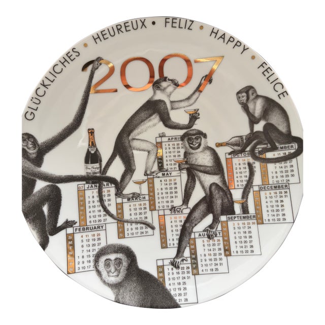 Fornasetti Plate 2007 — Monkeys & Champagne For Sale