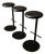 Ricardo Fasanello “Ciranda” Bar Stools in Black Carbon Steel and Original Leather, Set of Three, Brazil, 1986 For Sale