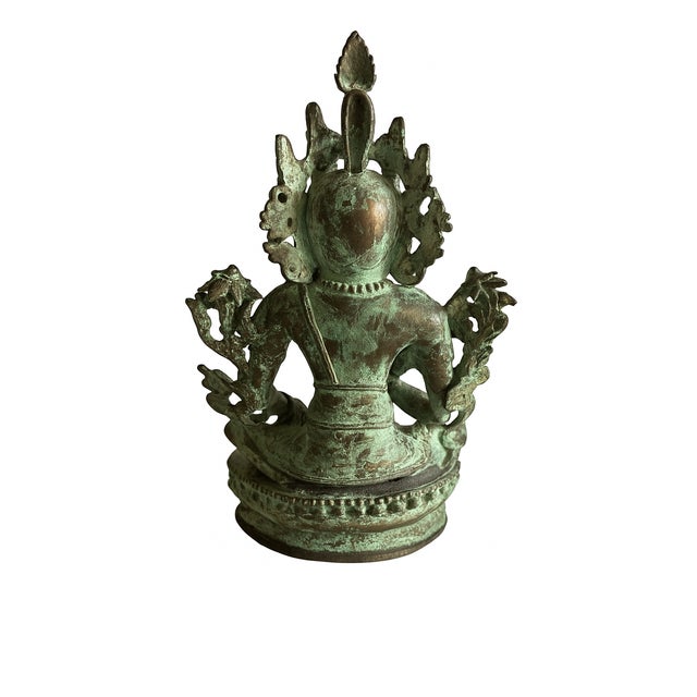 Asian Antique Vintage Cast Bronze Depiction of Quan Yin For Sale - Image 3 of 4