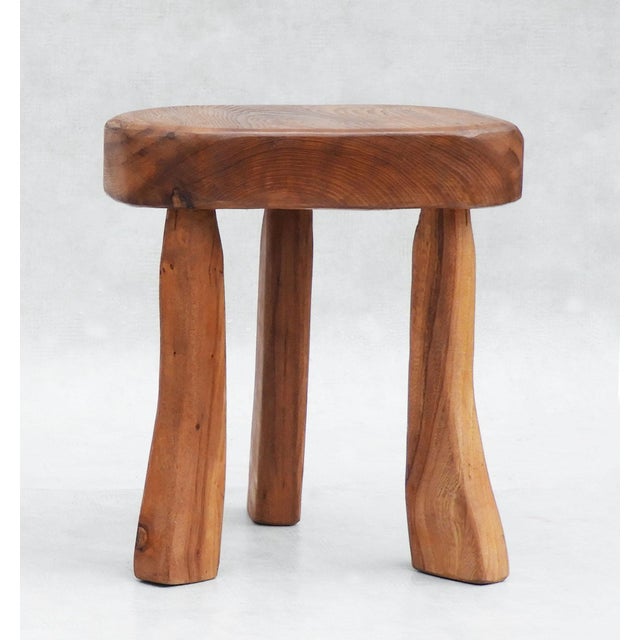 1970s French Elm Tripod Stool, 1970s For Sale - Image 5 of 10