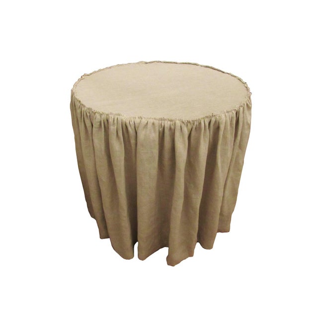French Country Linen Skirted Side Tables A Pair Chairish