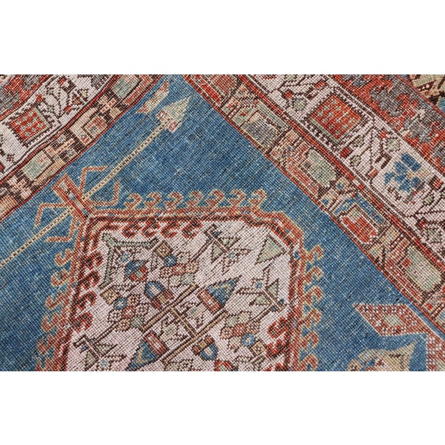 Antique Hand-Knotted Sarab Runner With Sub-Geometric Design in Red, Blue & Ivory 3'2"x10'2" For Sale - Image 12 of 12