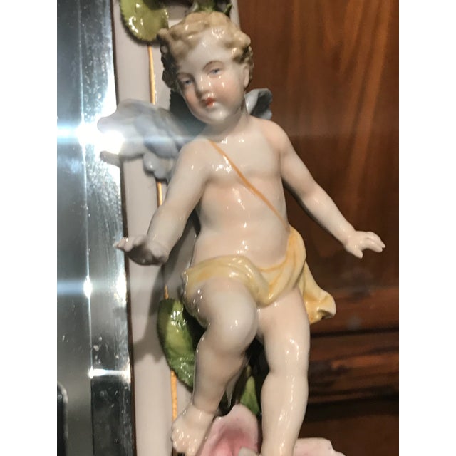 19th Century Meissen Style Lavishly Decorated Porcelain Mirror For Sale In New York - Image 6 of 13