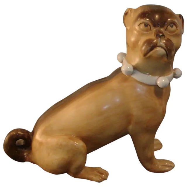 Brown Antique 19th Century Continental Porcelain Model of a Pug Dog For Sale - Image 8 of 8