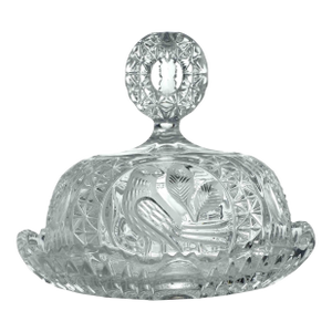 Mid 20th Century Hofbauer the Byrdes Collection Domed Lid Cheese or Butter Crystal Dish
