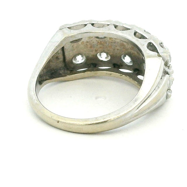 Metal Mid-Century 2.0 Carat Diamond Double Row Band Ring in 14K White Gold For Sale - Image 7 of 13