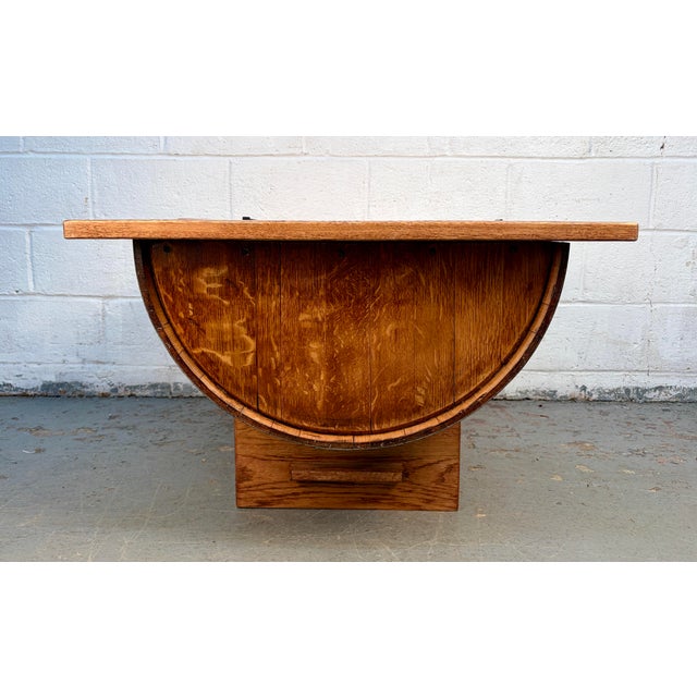Late 20th Century Distressed Half-Barrel Lift-Top Coffee Table For Sale - Image 4 of 16