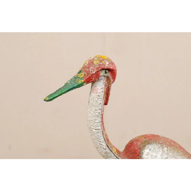 Mid 20th Century French Garden Bird Statue of a Walking Crane For Sale - Image 11 of 11