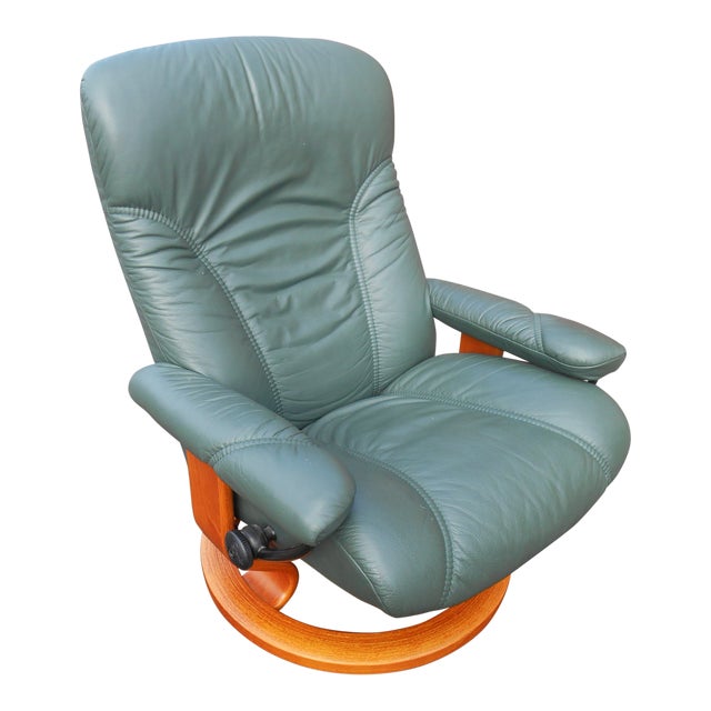 Ekornes Hunter Green Leather Stressless Recliner Chairish