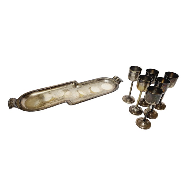 Postmodern Art Deco Liquor Set from Szandrik, Wegry, 1930s, Set of 7 For Sale - Image 3 of 8