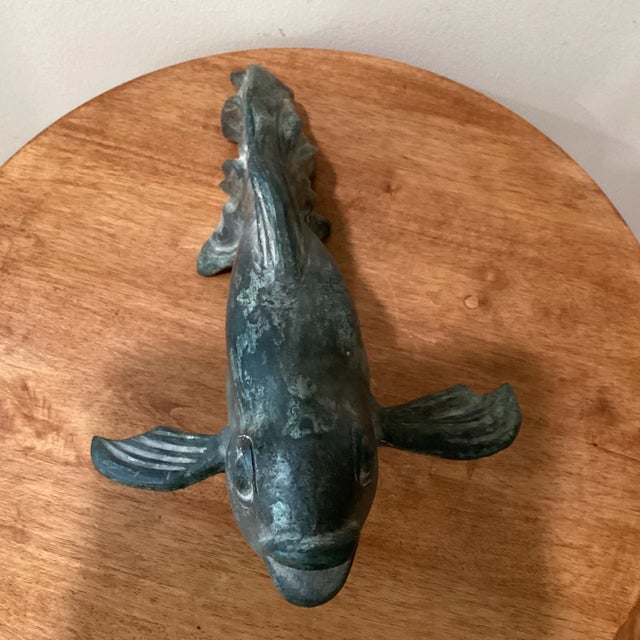 Mid 20th Century 1950s Japanese Art Bronze Fly Koi Fish Garden Sculpture For Sale - Image 5 of 12