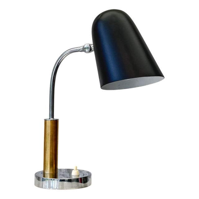 Modern Scandinavian Table Lamp Model 503 in Brass & Steel from Boréns, Sweden, 1940s For Sale