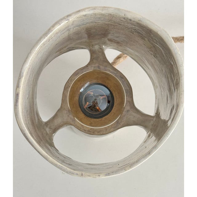 Contemporary Modern Table Lamp Ceramic Contemporary Handmade Dusty White Table Lamp For Sale - Image 3 of 7