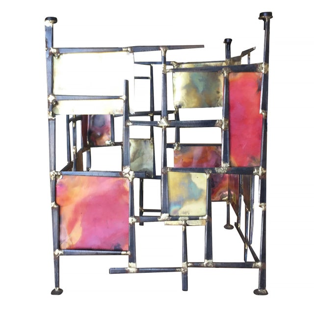 Metal Silas Seandel Style Mixed Metal Nail Brutalist Side Table For Sale - Image 7 of 9