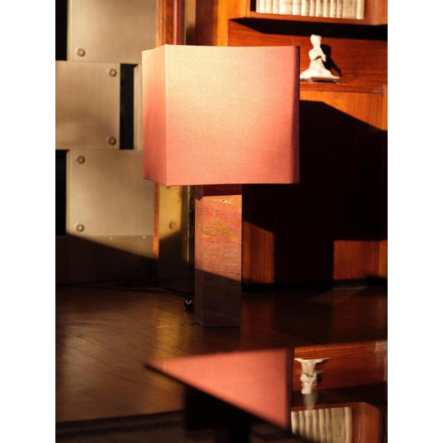Not Yet Made - Made To Order White Travertine Small Roma 1 Square Table Lamp by Nassi For Sale - Image 5 of 6