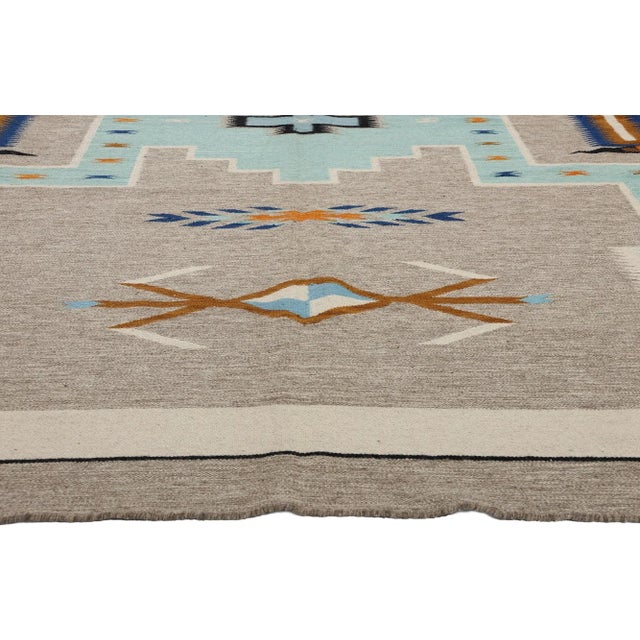 Navajo Indian Art Southwestern Navajo Style Rug With Storm Pattern - 08'11 X 12'00 For Sale - Image 4 of 9