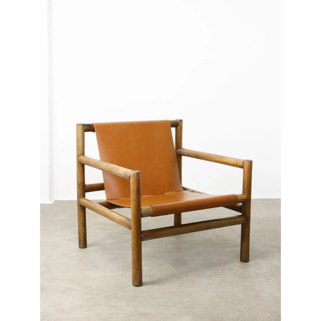 Wood Mid-Century Modern Scandinavian Armchair in Wood and Brown Leatherette, 1960s For Sale - Image 7 of 18