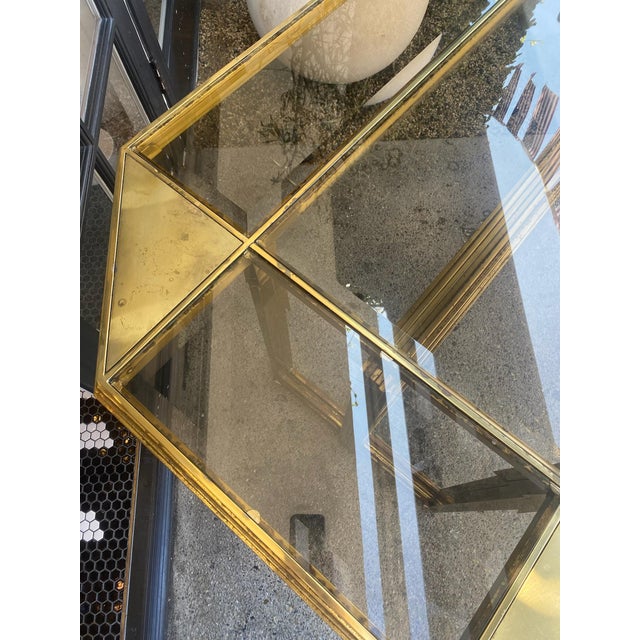 French Vintage Brass and Glass Dining Table For Sale - Image 3 of 17
