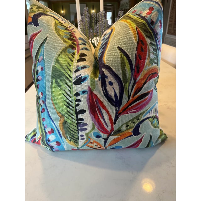 Set of 2 Enrique DV Kap Luxury Bird of Paradise Front and Back Indoor/Outdoor Down Filled Pillows For Sale - Image 4 of 4