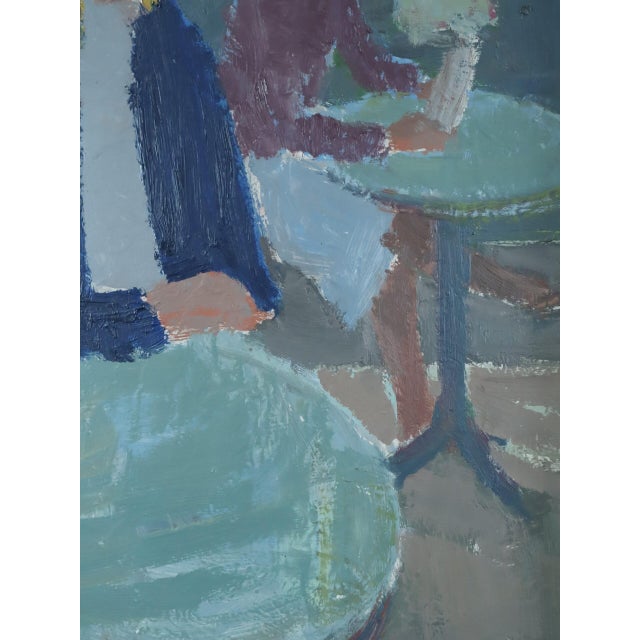 Mid-Century Modern 'Cafe Corner' Vintage Swedish Original Figurative Interior Oil Painting, Framed For Sale - Image 9 of 10
