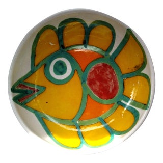 DeSimone Hand Painted Signed Pottery Italian Fish Bowl For Sale