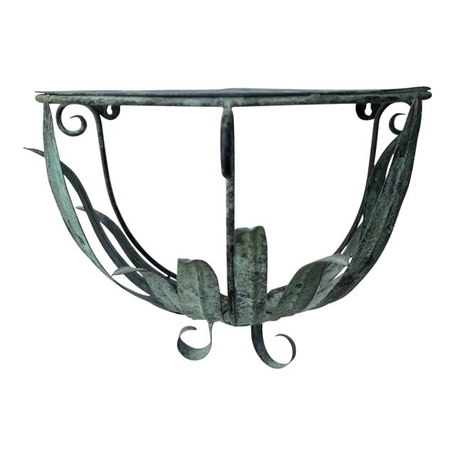 Vintage Sculptural Verdigris Leaf Wall Shelf For Sale