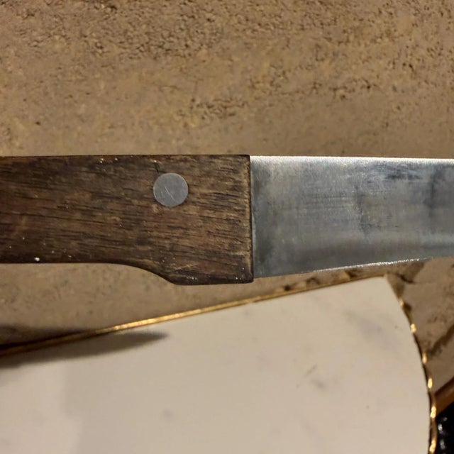 Wood Vintage Vernco Hand Honed Hi CV Stainless Steel Japan Paring Knife Set 5 For Sale - Image 7 of 13