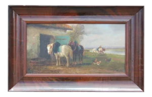 Eugène Fromentin Two Horses with a Landscape 1850's