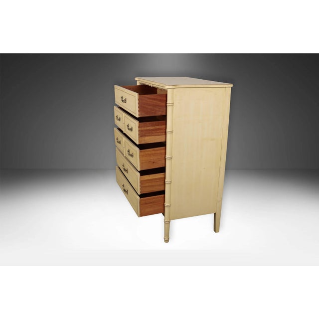 Ornamental & Decorative Materials Vintage Henry Link Bamboo Highboy Tall Dresser For Sale - Image 7 of 11