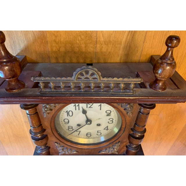 Brown Antique Victorian Wall Clock For Sale - Image 8 of 8