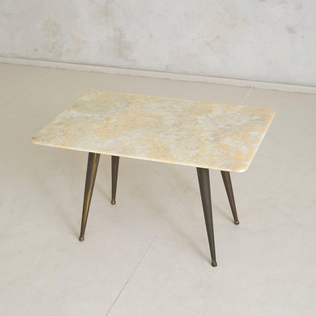 Petite Italian Onyx + Brass Coffee Table, 1950s For Sale - Image 4 of 10