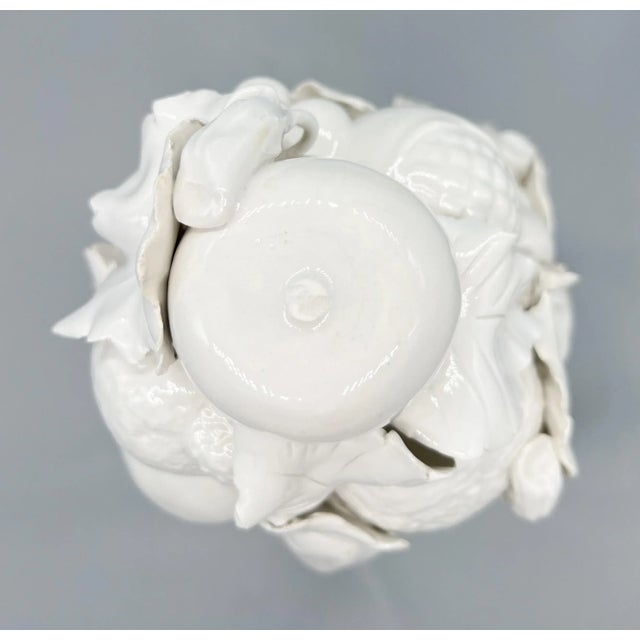 Vintage Blanc De Chine Italian White Glazed Ceramic Fruit Topiary on Pedestal – Mid-Century / Hollywood Regency / Italian Provincial For Sale - Image 13 of 15