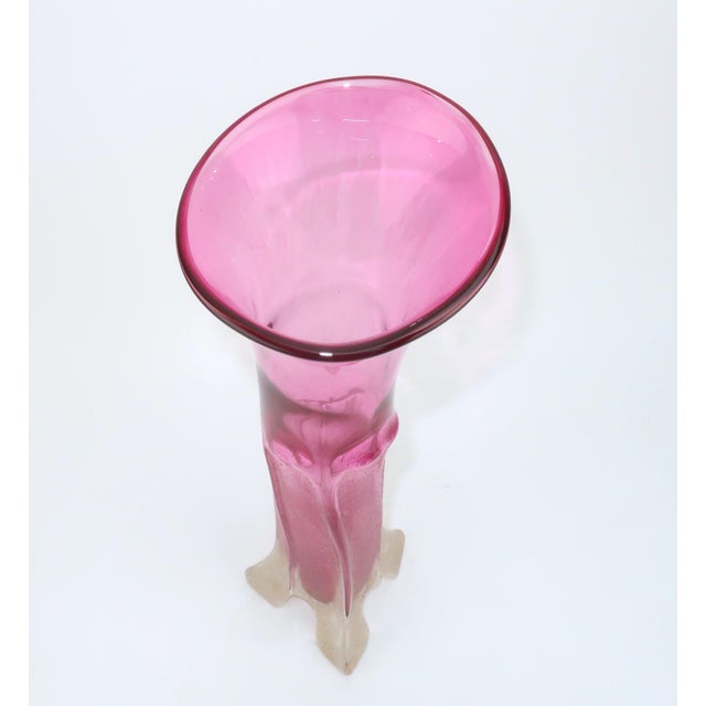 1990s Neal Drobnis Sand Cast Magenta Art Glass Vase, 1997 For Sale - Image 5 of 18