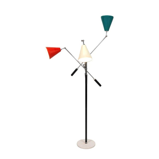1950s Italian Triennale Floor Lamp by Arredoluce in Chrome, White, Red & Teal For Sale - Image 13 of 13