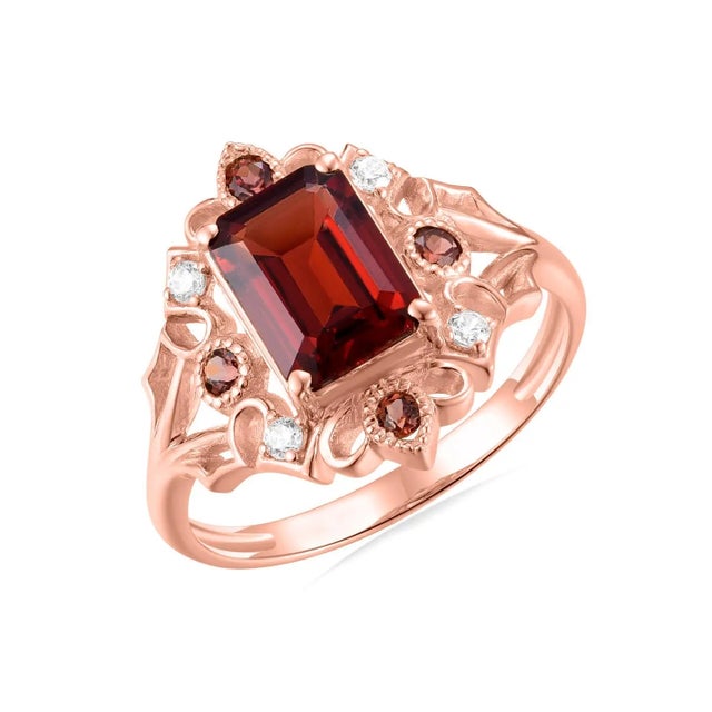 Kai Renaissance Garnet Diamond Cocktail Ring, size 4 For Sale In Los Angeles - Image 6 of 9